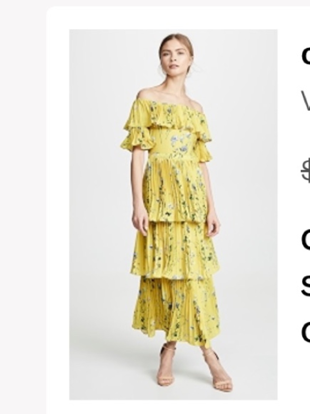 o.p.t Vimmie Dress Tiered Off-Shoulder Midi Dress in Yellow Floral